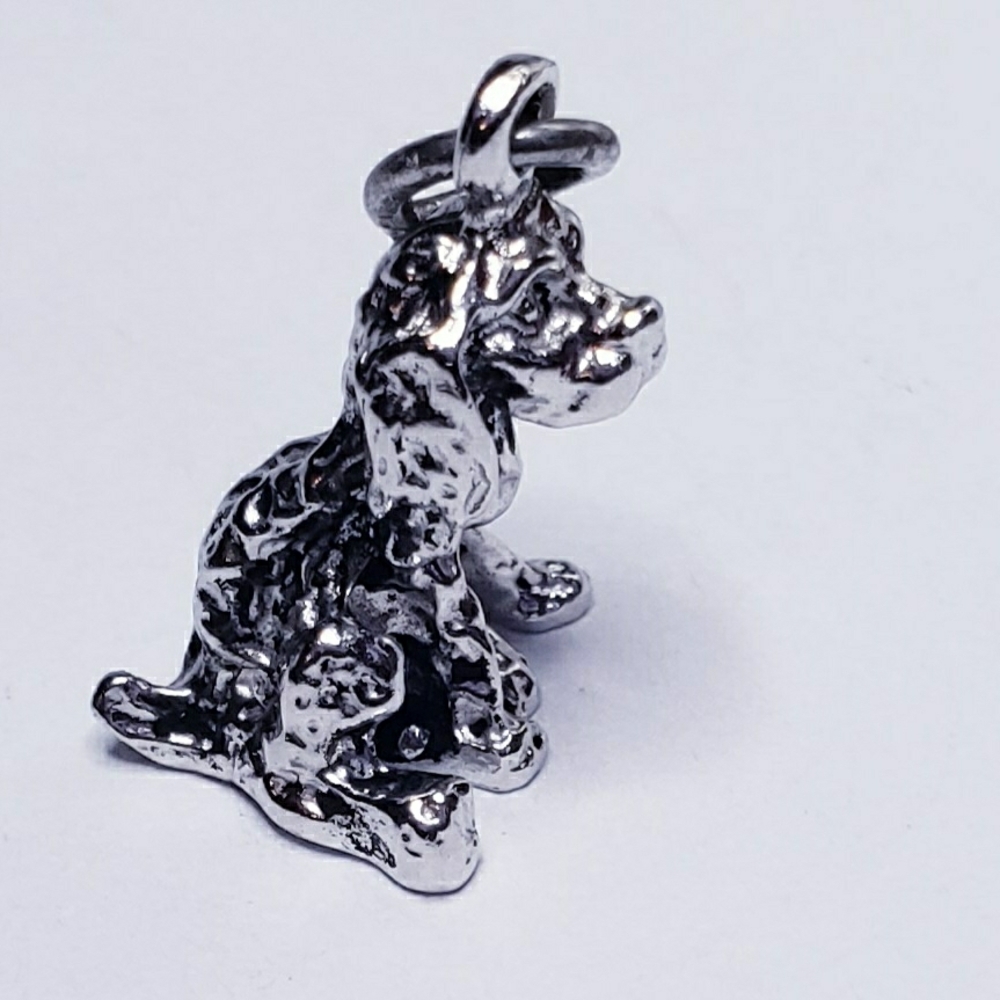 Beagle Hound Dog Sterling Silver Charm Pendant.